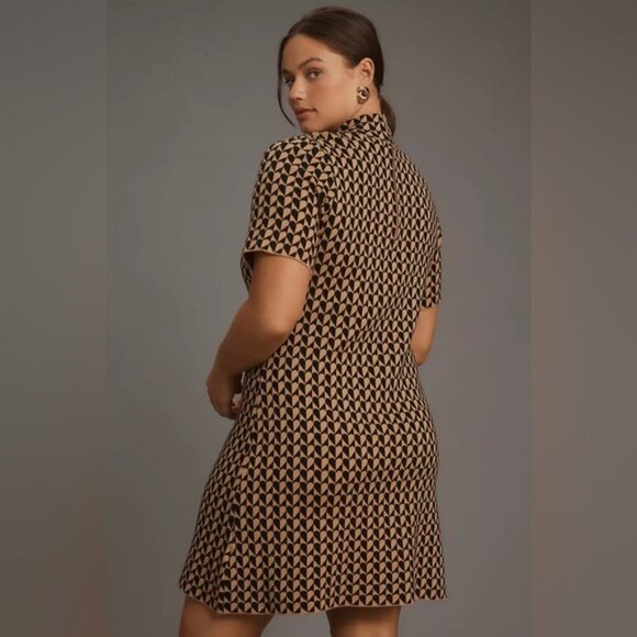 NWT Anthropologie 3X Plus Size The Nina Short-Sleeve Mock-Neck Mod Mini Dress - Picture 7 of 11